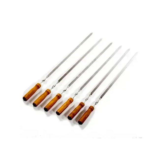 Набір Mzavod шампурів з дерев'яною ручкою 580х10х2мм 6шт в чохлі Фото 2
